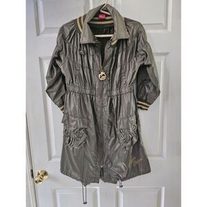 Apple Bottom Light Windbreaker Army Green 1/2 sleeve Pockets Gold Zipper Charm L